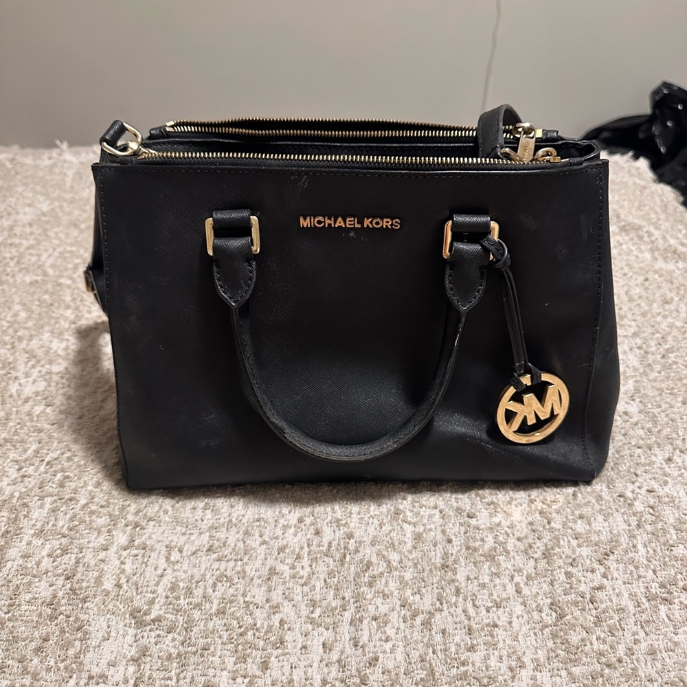 Michael Kors Black Sutton Saffiano Satchel